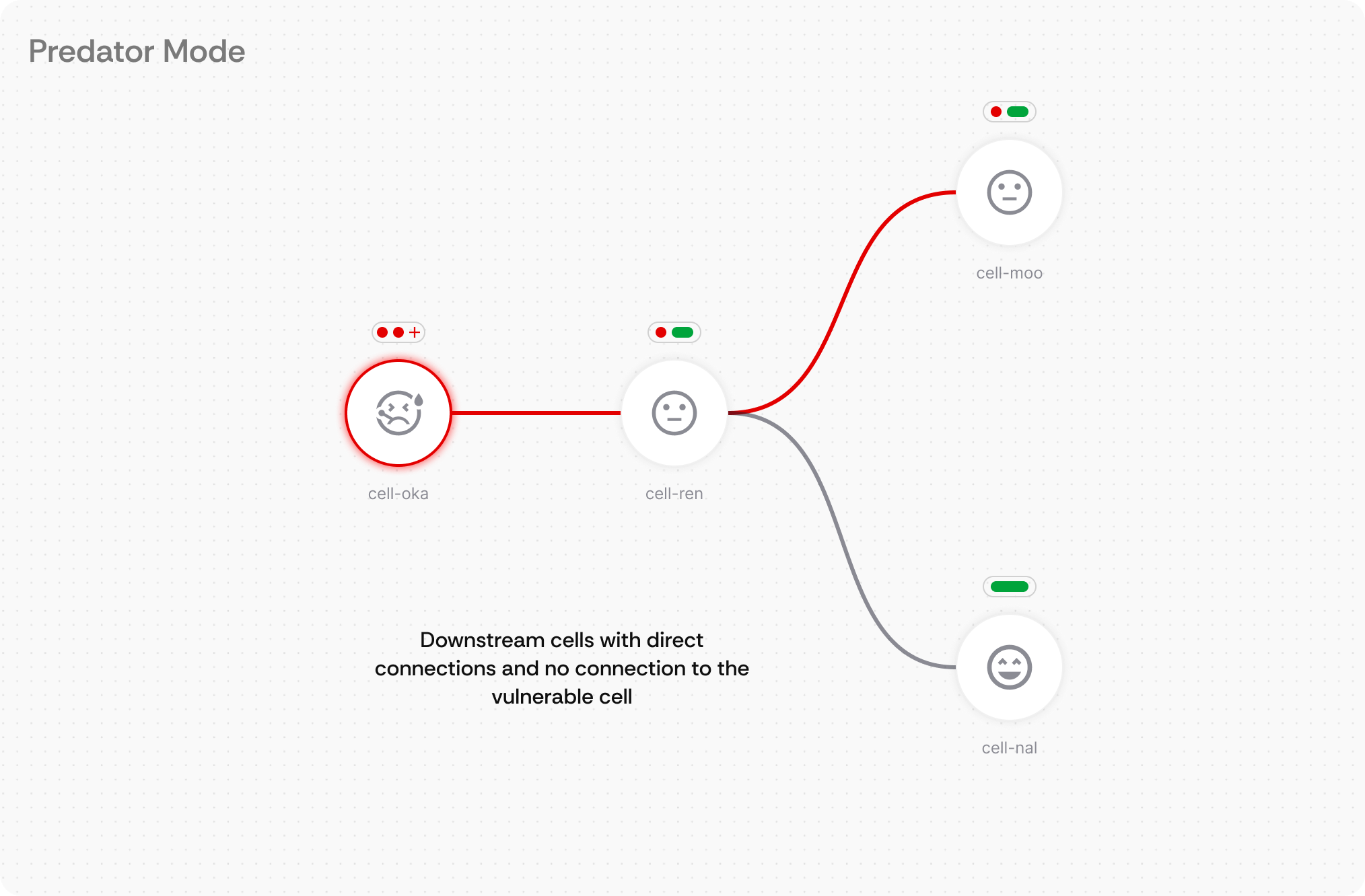 How at risk connections are indicated between multiple cells 